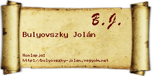 Bulyovszky Jolán névjegykártya