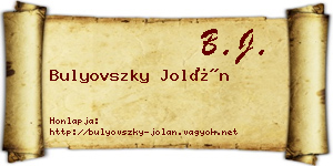 Bulyovszky Jolán névjegykártya